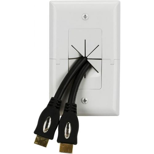  DATA COMM Electronics 45-0017-WH Split Style TV Plate with Flexible AV/HDMI Cable Pass-Through - White