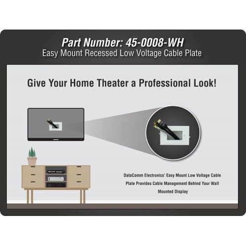  DATA COMM Electronics 45-0008-WH Easy Mount Recessed Low Voltage Cable Plate - White