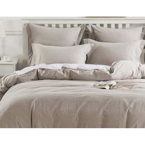  [아마존베스트]DAUAOTO College Dorm Bedding Set (1 Duvet Cover + 1 Pillow Sham), Comfy Textured, Breathable & Easy Care (Beige, Twin XL)