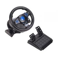 DAUERHAFT Racing Game Wheel,7 in 1 Control Buttons Vibration Game Steering Wheel,180° Rotation USB Racing Game Wheel with Pedal,Plug and Play,for PC, PS3, PS4, Xbox One,XBOX 360, Switch, Android