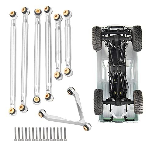  DAUERHAFT 1/24 Rc Car Suspension Link, 1/24 Tie Rod Kit Practical High Accuracy for Modifying Your Car for 1/24 Rc Cars(Silver)