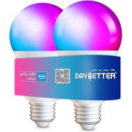 DAYBETTER Smart Light Bulbs, Smart Bulbs That Compatible with Alexa & Google Assistant, RGBCW Led Color Changing Light Bulbs, Dimmable A19 E26 Multicolor Led Light Bulbs, No Hub Required, 2 Pack