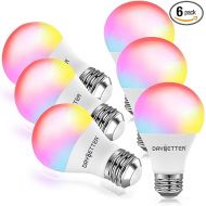 DAYBETTER Smart Light Bulbs, RGBCW Wi-Fi Color Changing Led Bulbs Compatible with Alexa & Google Home Assistant, A19 E26 9W 800LM Multicolor Bulb, No Hub Required, 6 Pack