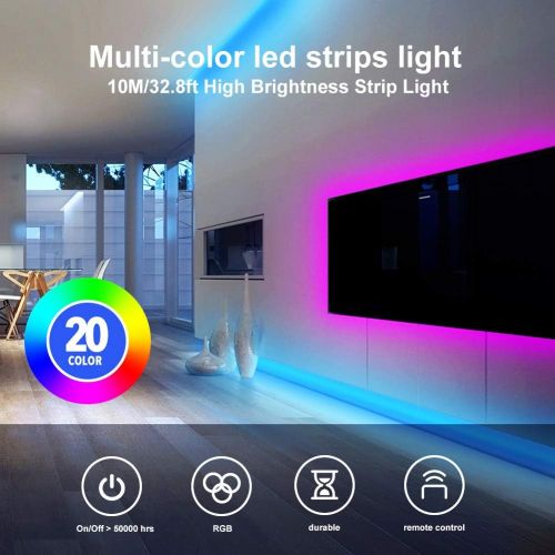  [아마존 핫딜] [아마존핫딜]DAYBETTER Led Strip Lights 32.8ft 10m with 44 Keys IR Remote and 12V Power Supply Flexible Color Changing 5050 RGB 300 LEDs Light Strips Kit for Home, Bedroom, Kitchen,DIY Decorati