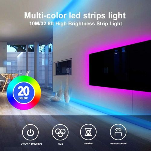  [아마존 핫딜] [아마존핫딜]DAYBETTER Led Strip Lights 32.8ft Waterproof Flexible Tape Lights Color Changing 5050 RGB 300 LEDs Light Strips Kit with 44 Keys IR Remote Controller and 12V Power Supply for Home,