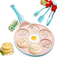 [아마존베스트]Pancake Pan Nonstick - Pancake Griddle Pan- Pancake Mold for Kids - Nonstick Griddle Maker 7 Animal, Blue,DAYOOH