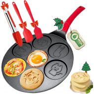 [아마존베스트]Pancake Maker Pan - Griddle Pancake Pan Molds for Kids Nonstick Pancake Griddle Crepe Pan with 7 Animal Shapes - Black, DAYOOH