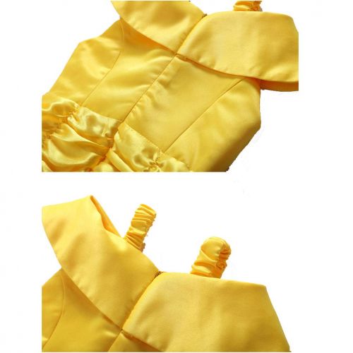  DAYZEAL Princess Belle Off Shoulder Layered Costume Dress for Little Girl