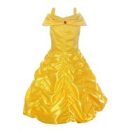 DAYZEAL Princess Belle Off Shoulder Layered Costume Dress for Little Girl