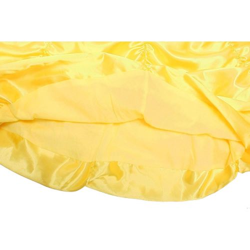  DAYZEAL Princess Belle Off Shoulder Layered Costume Dress for Little Girl