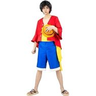 DAZCOS Adult US Size Anime Monkey D Luffy Red Outfit Cosplay Costume