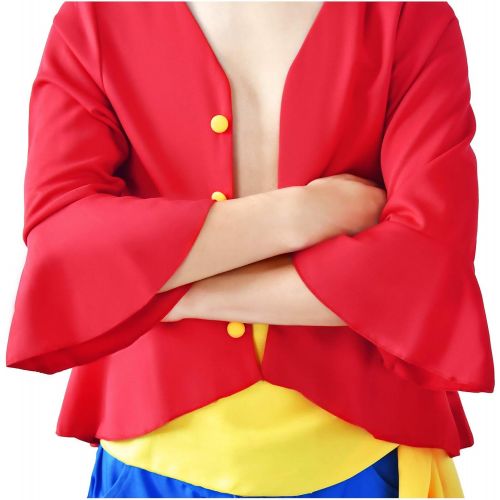  할로윈 용품DAZCOS Adult US Size Anime Monkey D Luffy Red Outfit Cosplay Costume