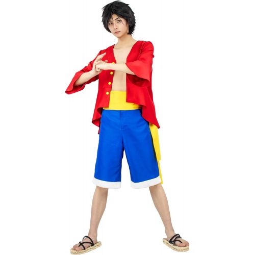  할로윈 용품DAZCOS Adult US Size Anime Monkey D Luffy Red Outfit Cosplay Costume