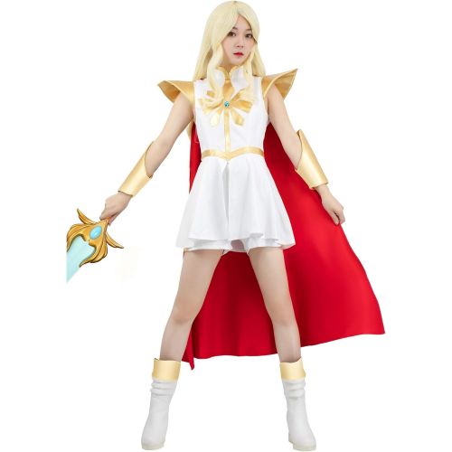  할로윈 용품DAZCOS Womens Shera Cosplay Costume Dress With Cloak