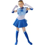 DAZCOS Kids Size Girls Mercury Mizuno Ami Battle Cosplay Costume Sailor Dress