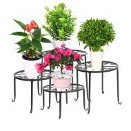 DAZONE Metal 4 in 1 Potted Plant Stand Floor Flower Pot Rack (Black)