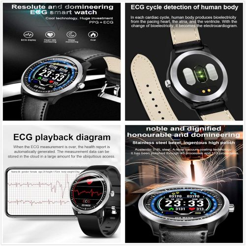  DAZUAN Smart Watch Fitness Tracker Steel Watch Band IPS Screen ECG Measurement Heart Rate Sleep Monitor Bluetooth Wireless Calls Reminder