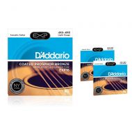DAddario EXP16 Coated Phosphor Bronze Light Acoustic Guitar Strings 3-Pack