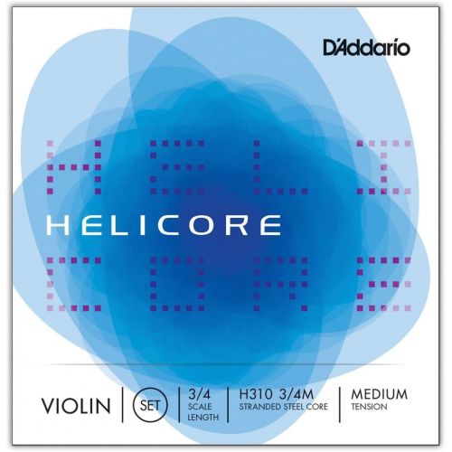  DAddario Helicore Violin String Set, 3/4 Scale, Medium Tension