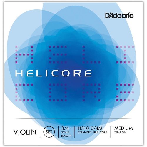  DAddario Helicore Violin String Set, 3/4 Scale, Medium Tension