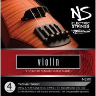 DAddario NS Electric Violin String Set, 4/4 Scale, Medium Tension