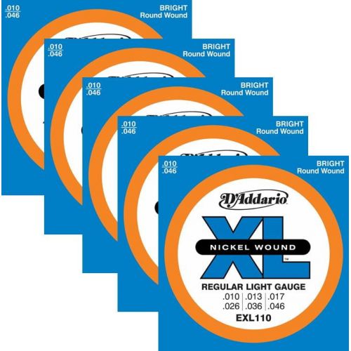  5 Sets - DAddario EXL110 Nickel Wound Electric Guitar Strings, Light Gauge, EXL110 '5