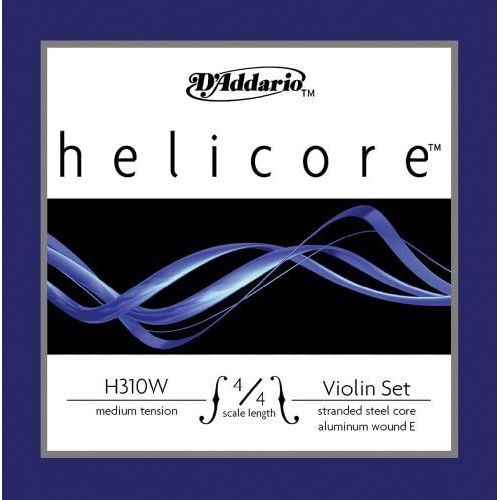  DAddario D’Addario H310W Helicore Violin String Set, 4/4 Scale Medium Tension with Steel E String (1 Set)  Stranded Steel Core for a Clear, Warm Tone  Versatile and Durable  Sealed Pouch