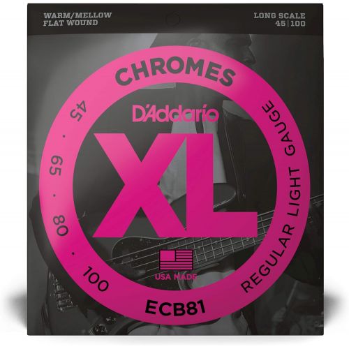  DAddario ECB81 Chromes Bass Guitar Strings, Light, 45-100, Long Scale