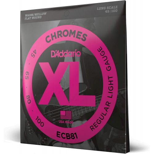  DAddario ECB81 Chromes Bass Guitar Strings, Light, 45-100, Long Scale