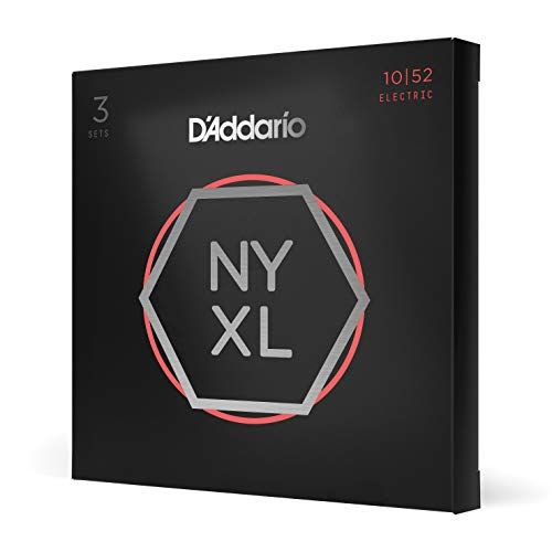  DAddario Nyxl1052 Nickel Wound Electric Guitar Strings, Light Top/ Heavy Bottom, 10-52, 3 Sets (NYXL1052-3P)