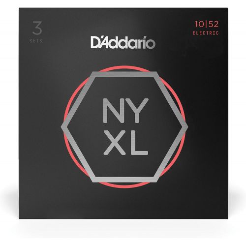  DAddario Nyxl1052 Nickel Wound Electric Guitar Strings, Light Top/ Heavy Bottom, 10-52, 3 Sets (NYXL1052-3P)