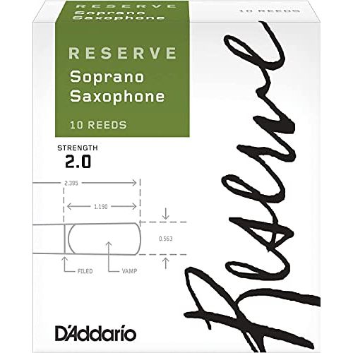  DAddario Reserve Soprano Saxophone Reeds, Strength 2.0, 10-Pack