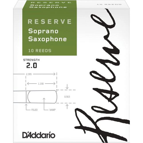  DAddario Reserve Soprano Saxophone Reeds, Strength 2.0, 10-Pack