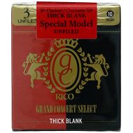 D'Addario Woodwinds Rico Grand Concert Select Thick Blank Bb Clarinet Reeds, Unfiled, Strength 3.0, 10-pack