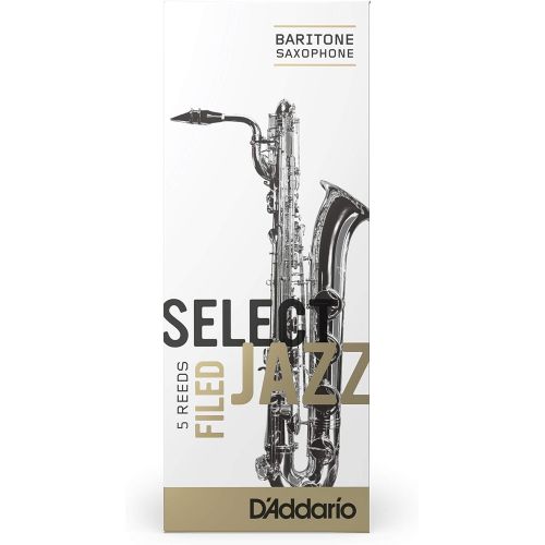  D'Addario Woodwinds Rico Select Jazz Baritone Sax Reeds, Filed, Strength 3 Strength Soft, 5-pack