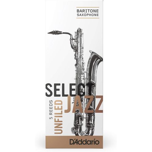  D'Addario Woodwinds Rico Select Jazz Baritone Sax Reeds, Unfiled, Strength 3 Strength Soft, 5-pack