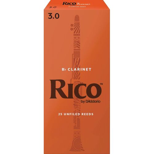  D'Addario Woodwinds Rico Bb Clarinet Reeds, Strength 3.0, 25-pack