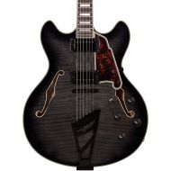 DAngelico Excel Series DC Semi-Hollowbody Electric Guitar with Stairstep Tailpiece Black Hardware
