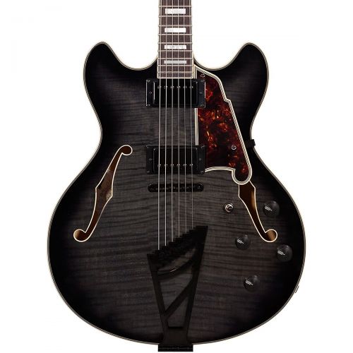  DAngelico Excel Series DC Semi-Hollowbody Electric Guitar with Stairstep Tailpiece Black Hardware