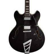 DAngelico Premier DC Semi-Hollow Electric Guitar w Stairstep Tailpiece - Black
