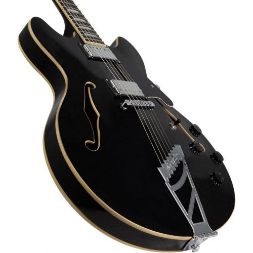  DAngelico Premier DC Semi-Hollow Electric Guitar w Stairstep Tailpiece - Black