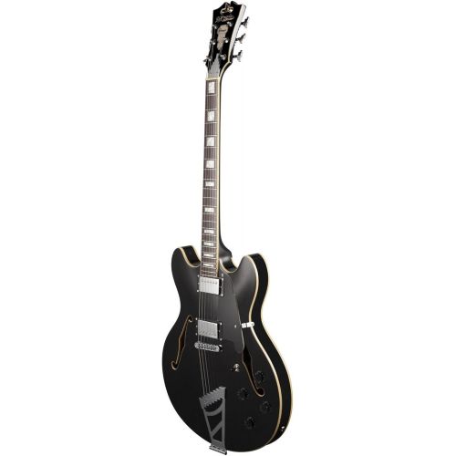  DAngelico Premier DC Semi-Hollow Electric Guitar w Stairstep Tailpiece - Black