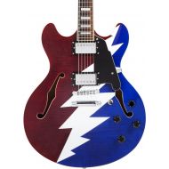 DAngelico Premier Grateful Dead DC Semi-Hollow Electric Guitar - Red, White & Blue