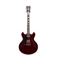 DAngelico Premier DC Semi-Hollow Lefty Electric Guitar w/ Stop-Bar Tailpiece - Trans Wine