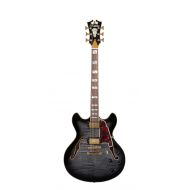 DAngelico Excel DC Semi-Hollow Electric Guitar - Grey Black