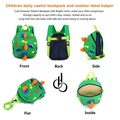  DB Dinosaur Toddler Mini Backpack with Leash, Anti-Lost Children Backpack, Kid snak Cartoon Backpack for...