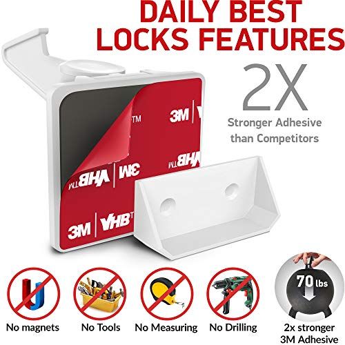  [아마존베스트]Daily Best Kitchen Cabinet Locks Child Safety - Adhesive Child Proof Cabinet Locks - Baby Safety Cabinet Locks - Quick and Easy Child Locks for Cabinets and Drawers - Corner & Door Guards, So