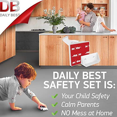  [아마존베스트]Daily Best Kitchen Cabinet Locks Child Safety - Adhesive Child Proof Cabinet Locks - Baby Safety Cabinet Locks - Quick and Easy Child Locks for Cabinets and Drawers - Corner & Door Guards, So