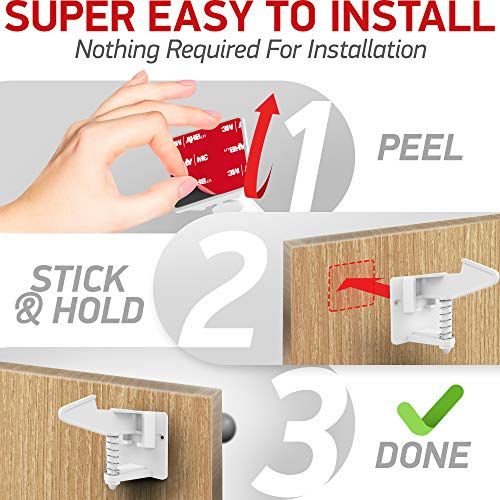  [아마존베스트]Daily Best Kitchen Cabinet Locks Child Safety - Adhesive Child Proof Cabinet Locks - Baby Safety Cabinet Locks - Quick and Easy Child Locks for Cabinets and Drawers - Corner & Door Guards, So