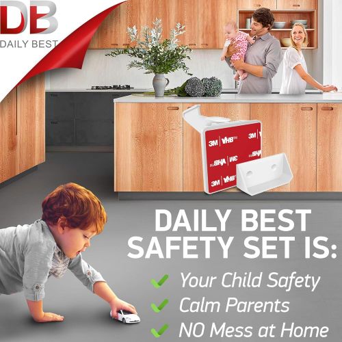  [아마존베스트]Daily Best Kitchen Cabinet Locks Child Safety - Adhesive Child Proof Cabinet Locks - Baby Safety Cabinet Locks - Quick and Easy Child Locks for Cabinets and Drawers - Corner & Door Guards, So